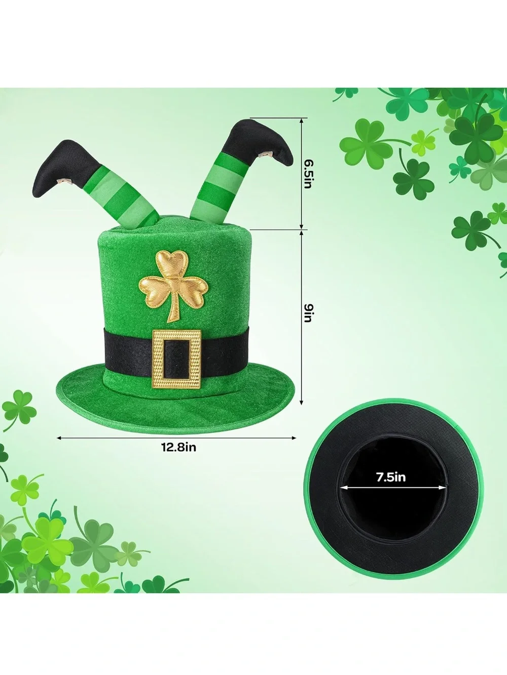 St. Patrick's Green Leprechaun Top Hat Tree Topper